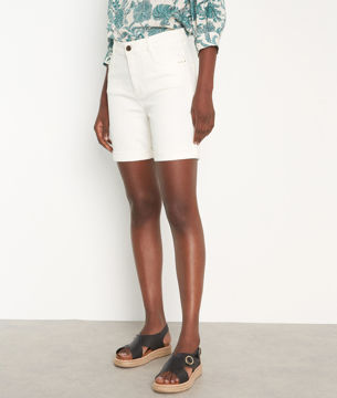 Picture of CARLA OFF-WHITE COTTON BERMUDA SHORTS